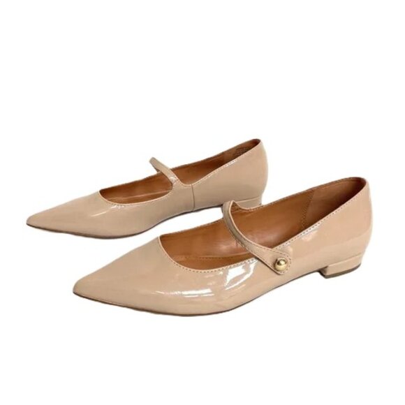 J. Crew Shoes - J CREW - Mary Jane Pointed  Nude Beige Colored Flats with Heel Women’s Size 8.5